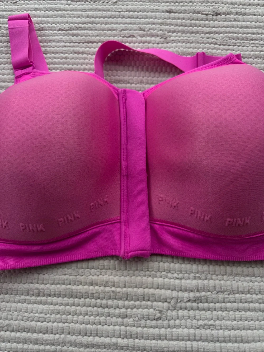 PINK Active Seamless Air High Impact Sports Bra Fuchsia XXL NWT Zip Front